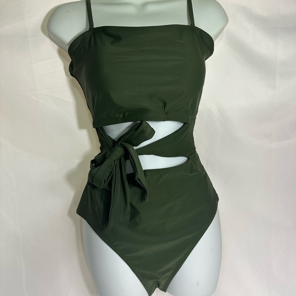 Elegant Olive Green Women's One-Piece Swimsuit
